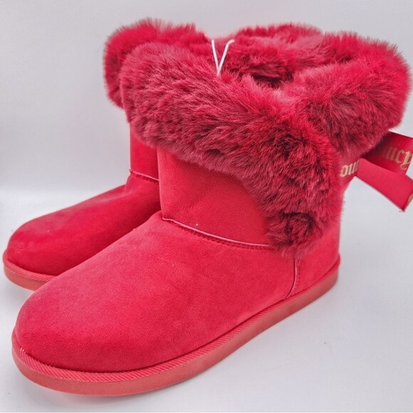 Juicy Couture Shoes - Juicy Couture King Cozy Cold Weather Boots Red Pull On Faux Suede Fur 8 NWT